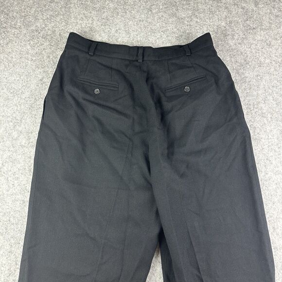Vintage Lands End Wool Pants Womens 14 Tall Black 80s Pleated Trouser USA Made - Picture 5 of 13